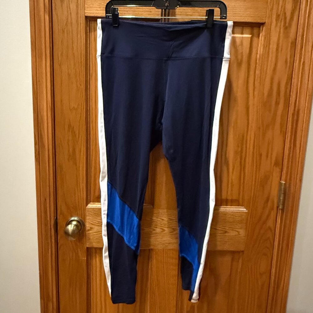 Tory Sport Chevron Blue And White Leggings, XL